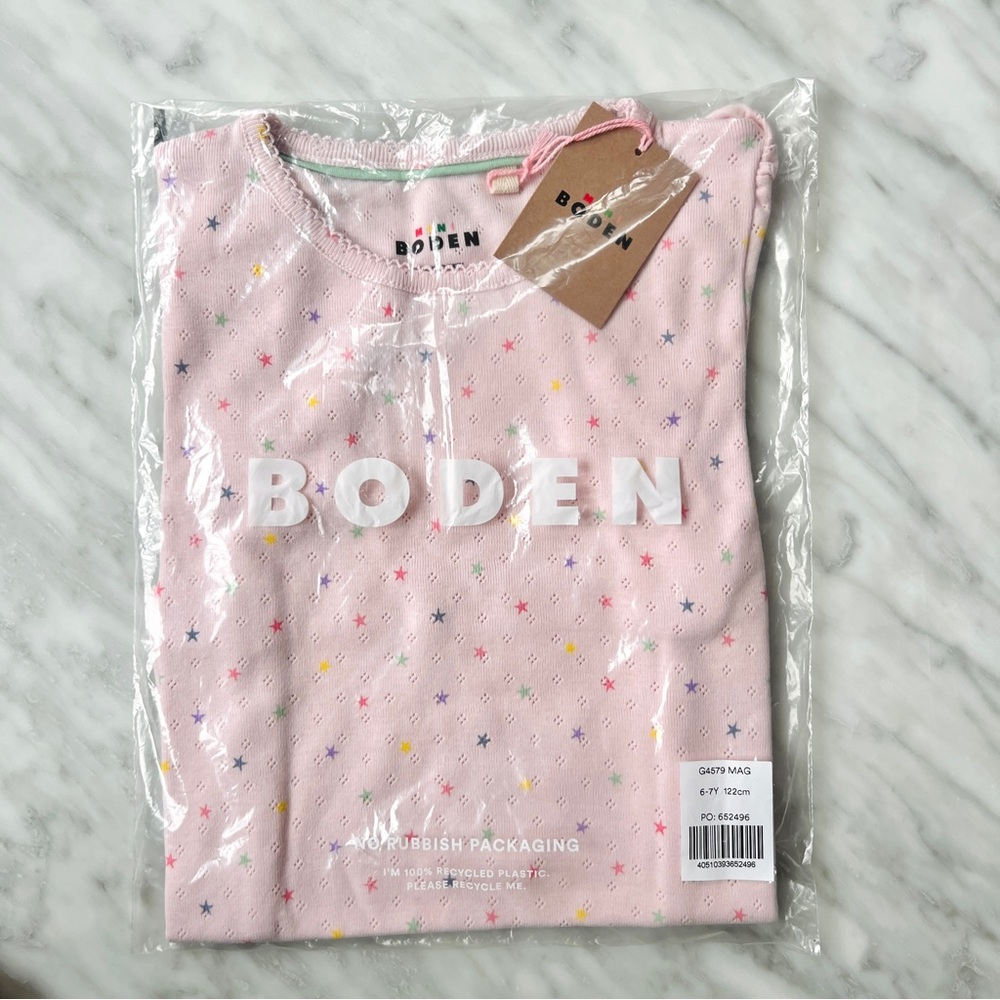 BODEN Girls Kids' Star Pointelle T-Shirt